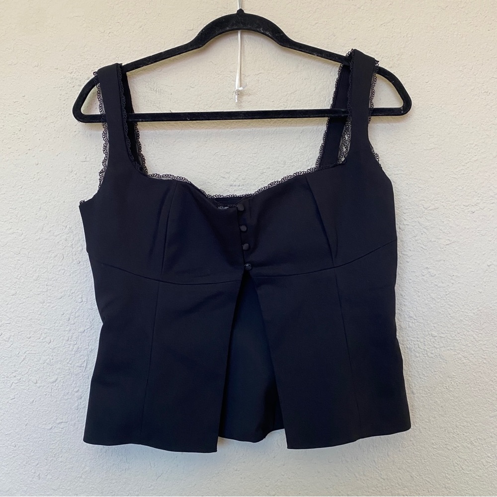 HOUSE OF CB 'Noura' Black Lace Trim Top/Size M NWOT - Picture 4 of 11